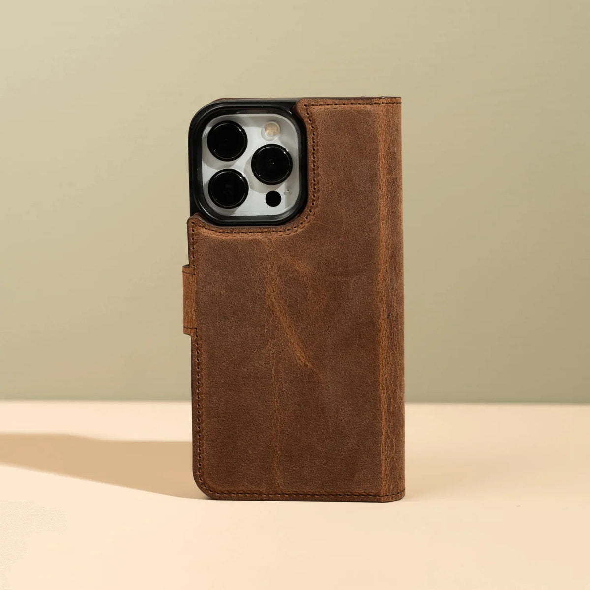 iPhone 16 Series Dark Brown Wallet Case - New York