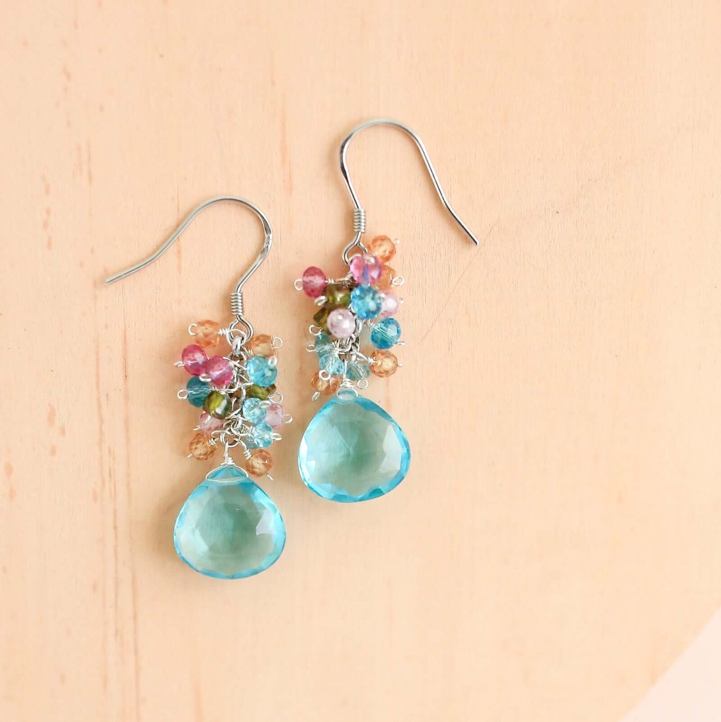 Aquamarine Quartz Silver Bala Earrings