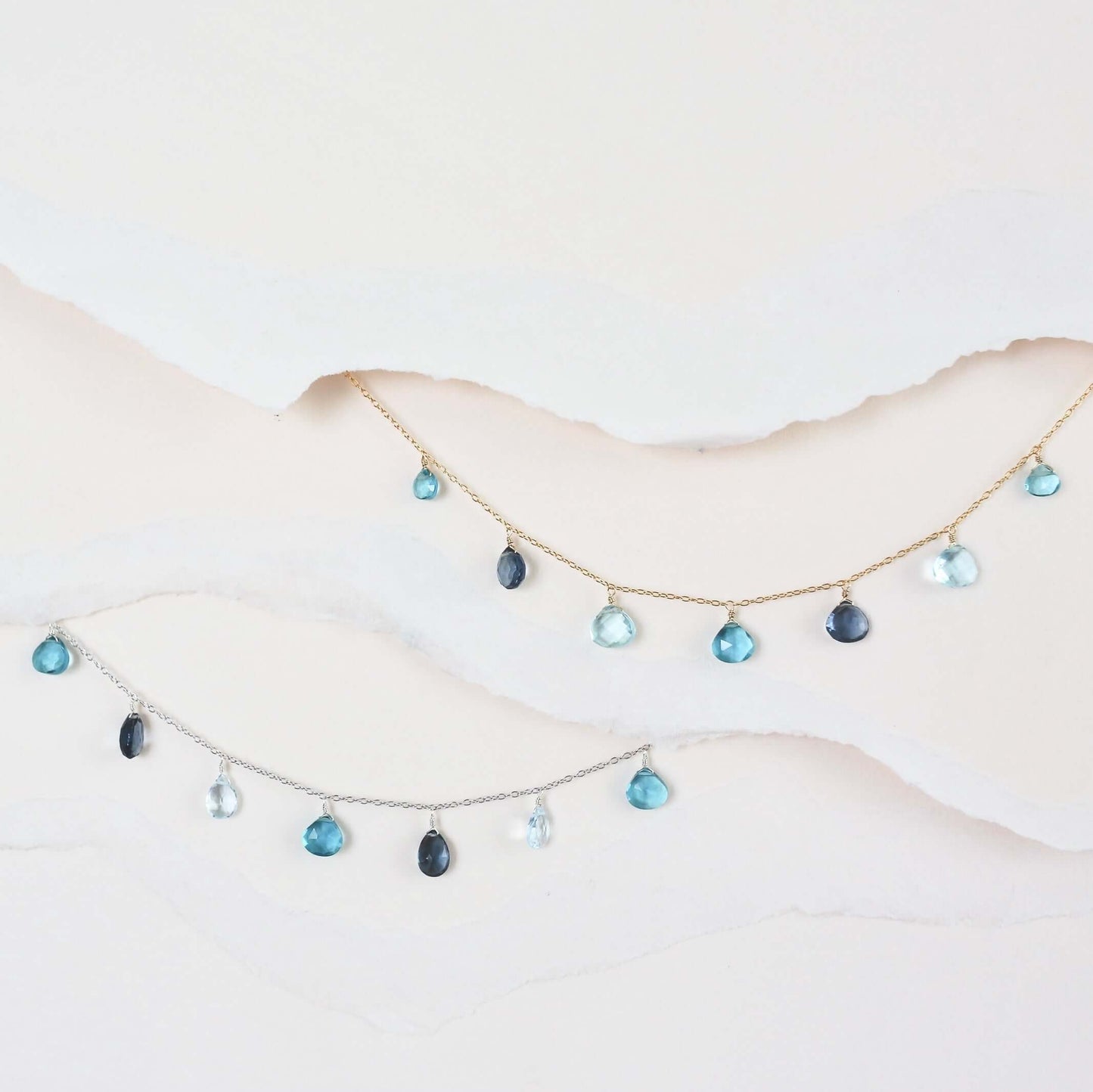 Blue Gemstone Gold Sparkler Necklace