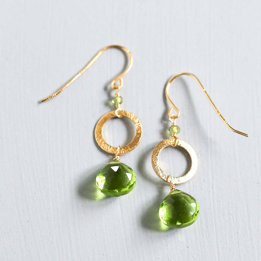 The Airie Earring - Peridot Quartz Gold