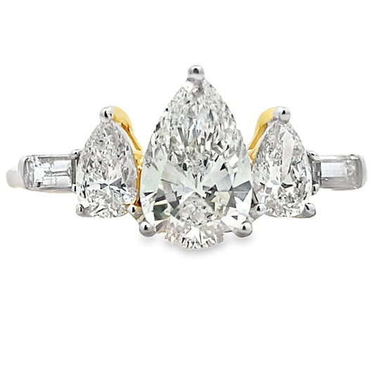 1.50ct Lab Grown Diamond 3 Stone Ring 14KT Yellow Gold