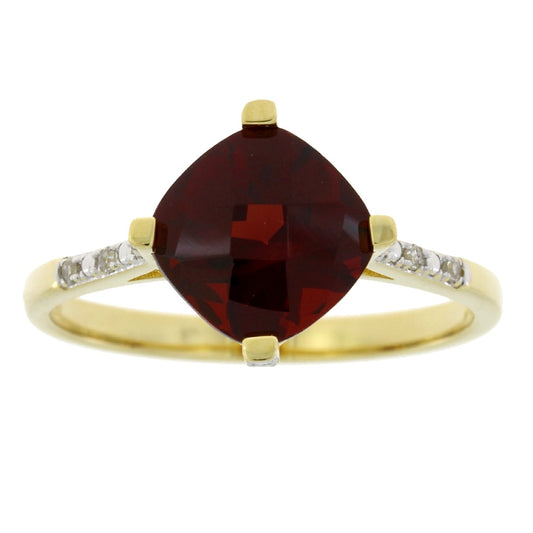 1.25ct Garnet Diamond Ring 10KT Yellow Gold
