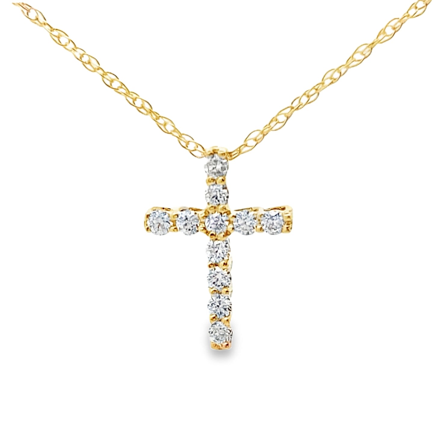 .12ct Diamond Cross Religious Pendant 10KT Yellow Gold