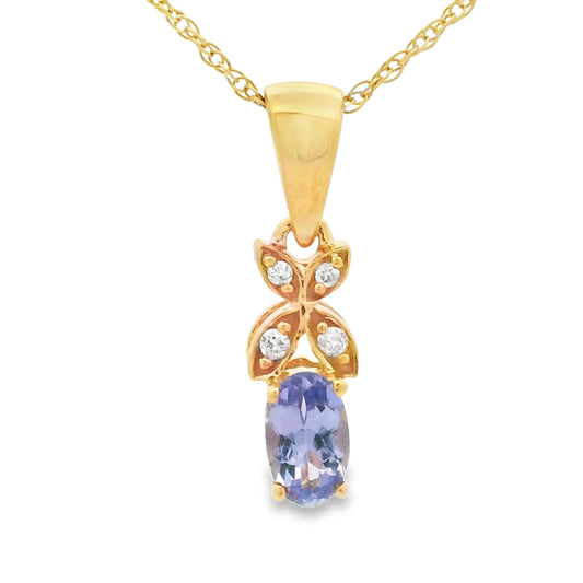 Tanzanite Diamond Fashion Pendants 10KT Yellow Gold