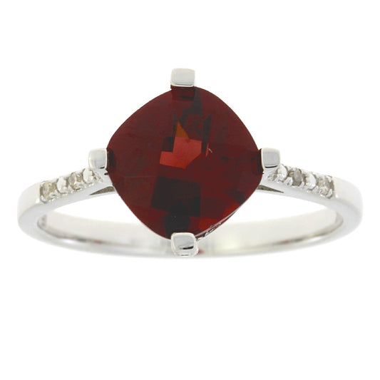 1.25ct Garnet Diamond Ring 10KT White Gold