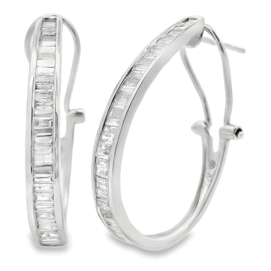 1.00ct Diamond Hoop Earrings 14KT White Gold
