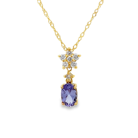 Tanzanite Diamond Fashion Pendants 14KT Yellow Gold