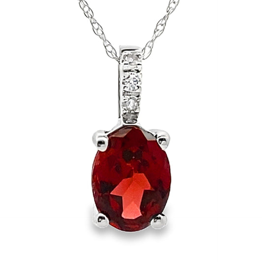 1.42ct Garnet Diamond Fashion Pendants 10KT White Gold