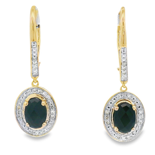 1.05ct Onyx Diamond Dangle Earrings 10KT Yellow Gold