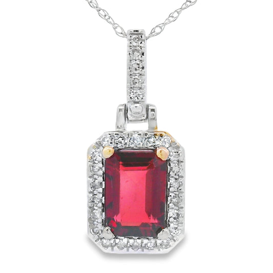 1.31ct Garnet Diamond Fashion Pendants 10KT White Gold