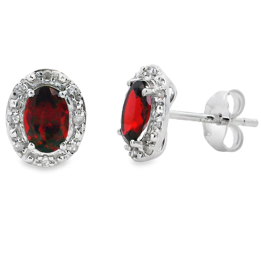 1.18ct Garnet Diamond Earrings 10KT White Gold