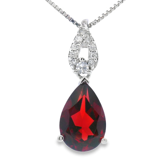 1.38ct Garnet Diamond Fashion Pendants 10KT White Gold