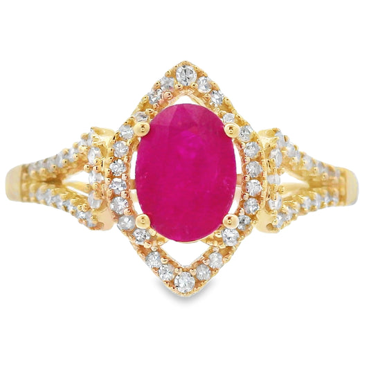 1.26ct Ruby Diamond Ring 14KT Yellow Gold