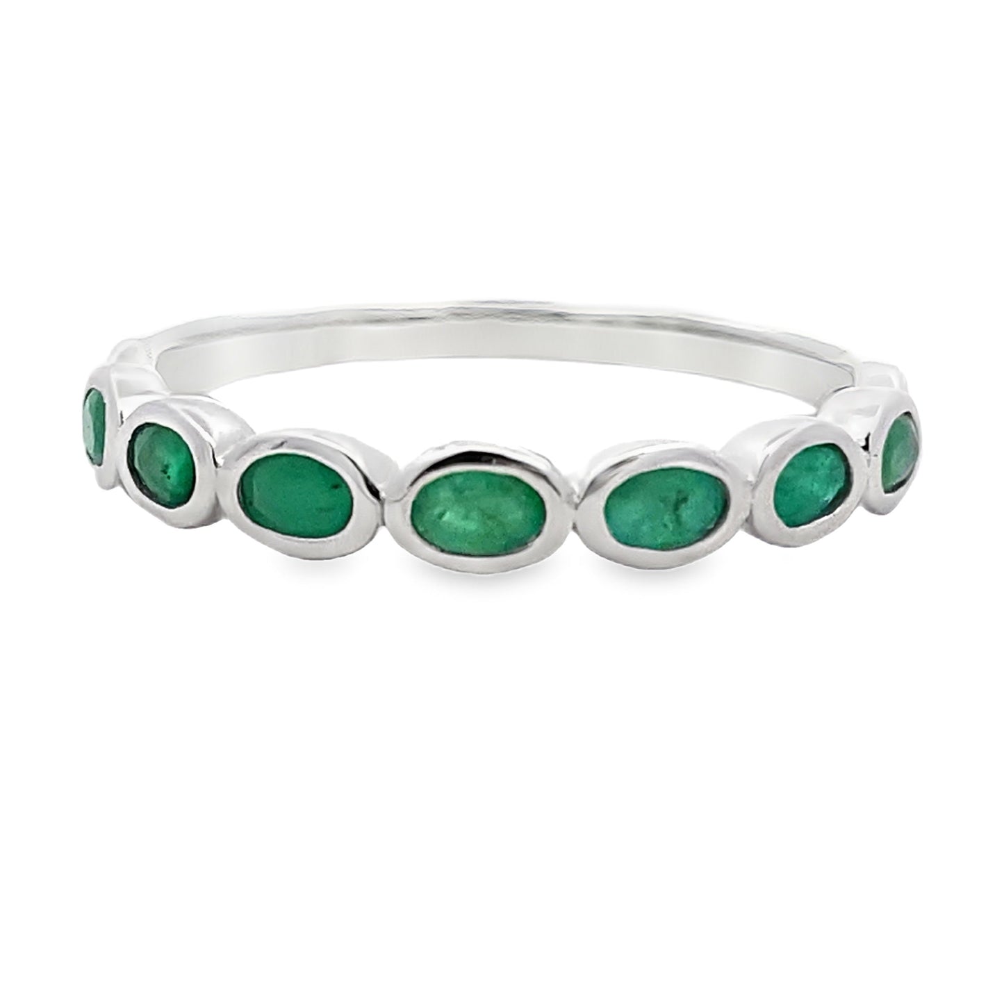 .74ct Emerald Fashion band rings 14KT White Gold