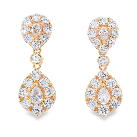 Lab Grown Diamond Dangle Earrings 14KT Yellow Gold
