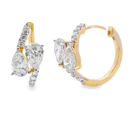 1.50ct Lab Grown Diamond Hoop Earrings 10KT Yellow Gold