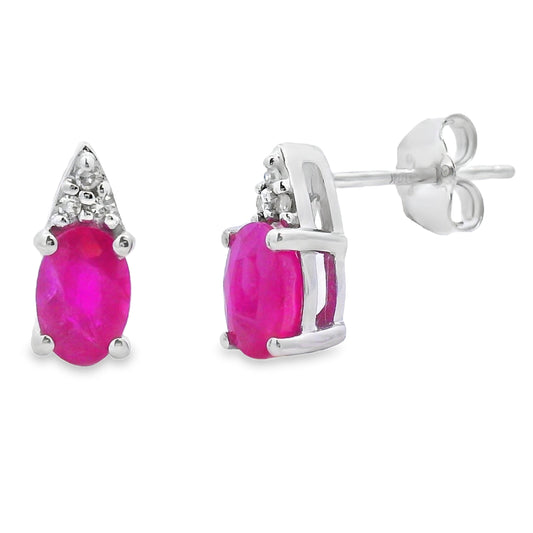 1.38ct Ruby Diamond Stud Earrings 10KT White Gold