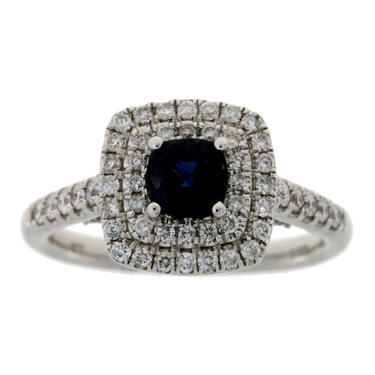 1.22ct Sapphire Diamond Ring 14KT White Gold