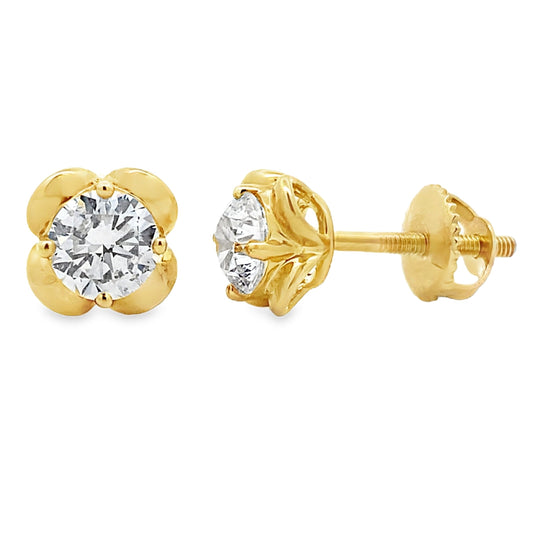 1.00ct Lab Grown Diamond Stud Earrings 10KT Yellow Gold
