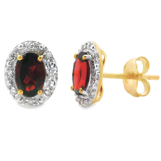 1.18ct Garnet Diamond Earrings 10KT Yellow Gold
