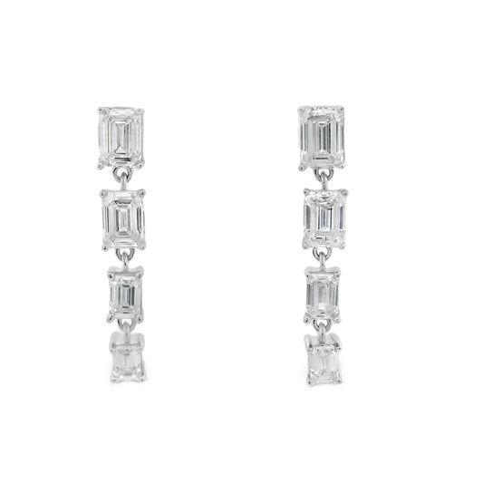 Lab Grown Diamond Dangle Earrings 14KT White Gold