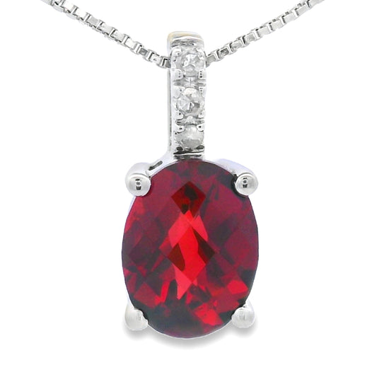 1.34ct Garnet Diamond Fashion Pendants 10KT White Gold