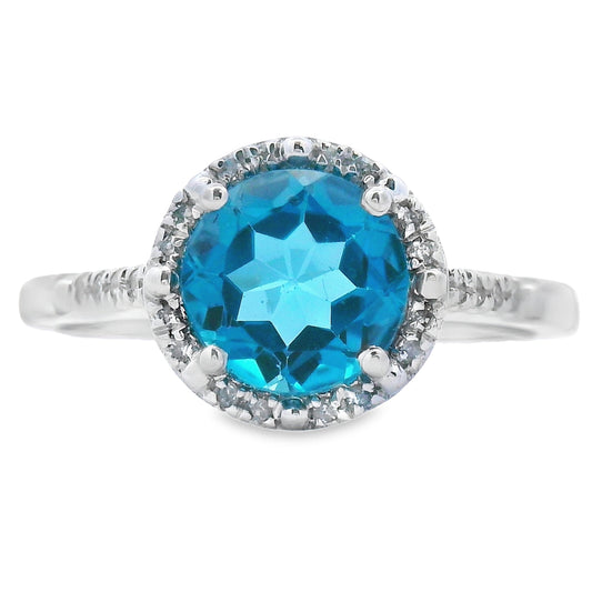 1.35ct London Blue Topaz Diamond Ring 10KT White Gold