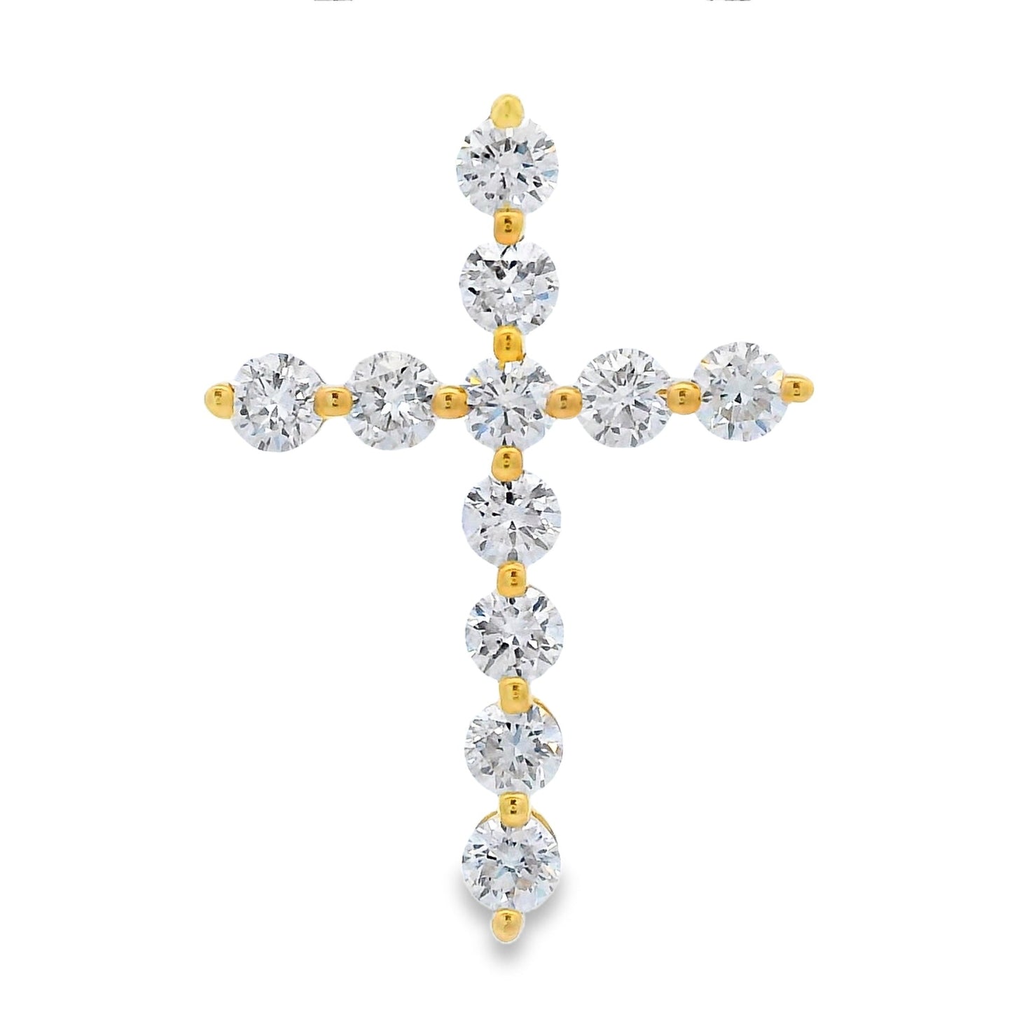 Natural .83ct Cross Religious Pendant 14KT Yellow Gold