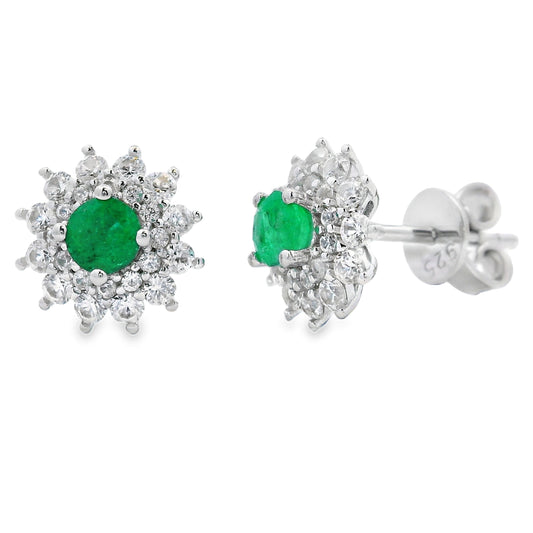 1.19ct Emerald Zircon Stud Earrings Sterling Silver