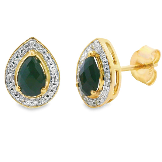 .96ct Onyx Diamond Dangle Earrings 10KT Yellow Gold