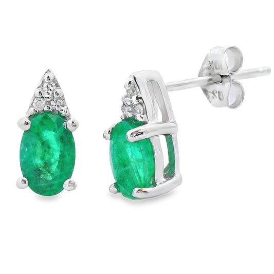 1.03ct Emerald Diamond Stud Earrings 10KT White Gold