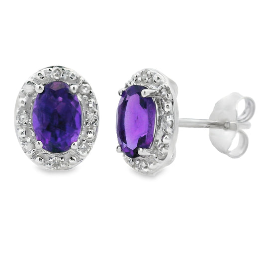 .99ct Amethyst Diamond Earrings 10KT White Gold