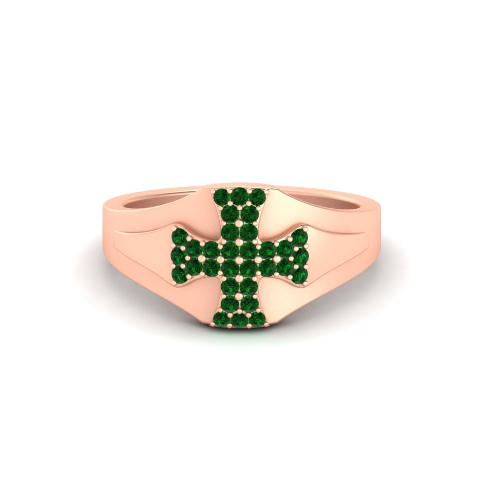 Mens Cross Gemstone Engagement Ring