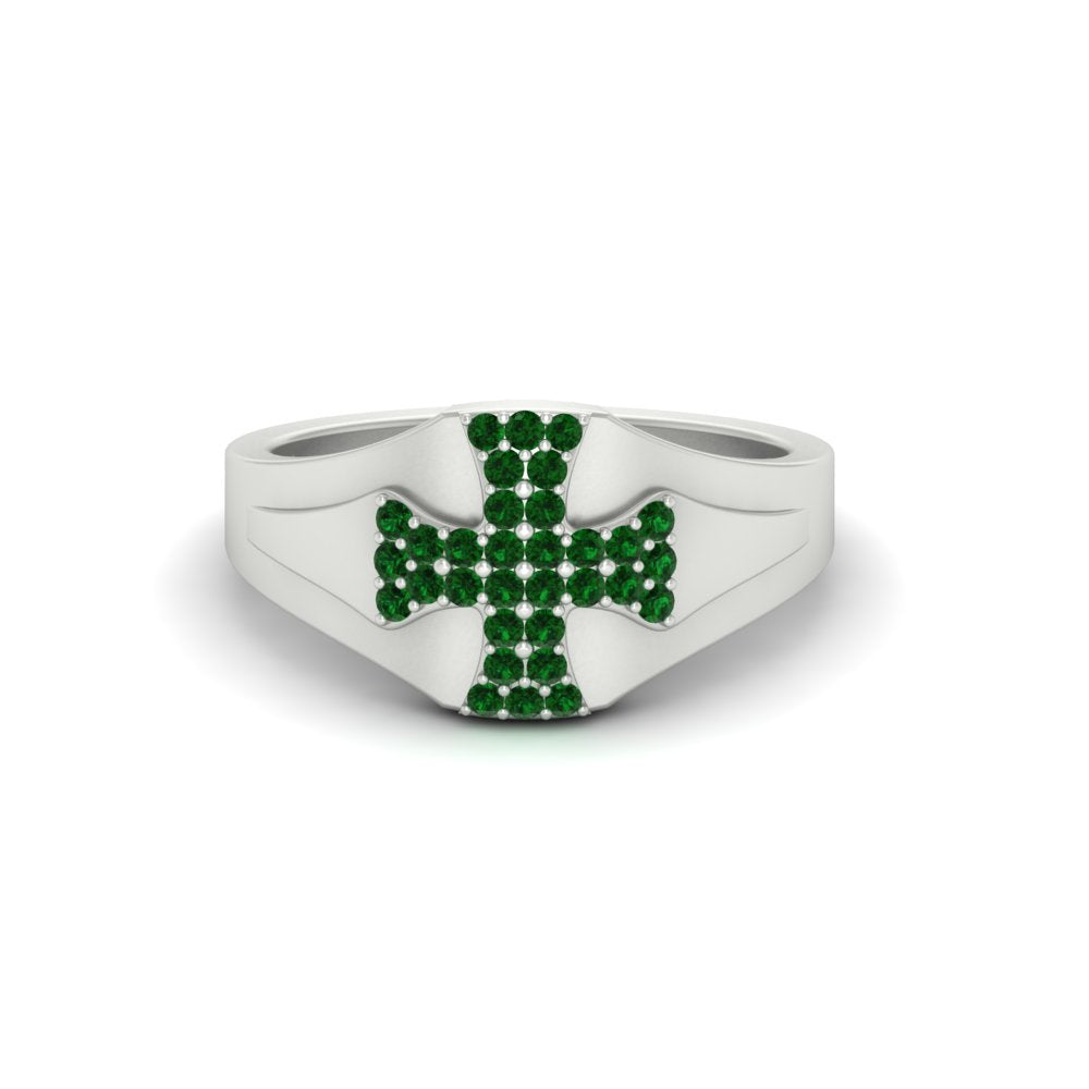 Mens Cross Gemstone Engagement Ring