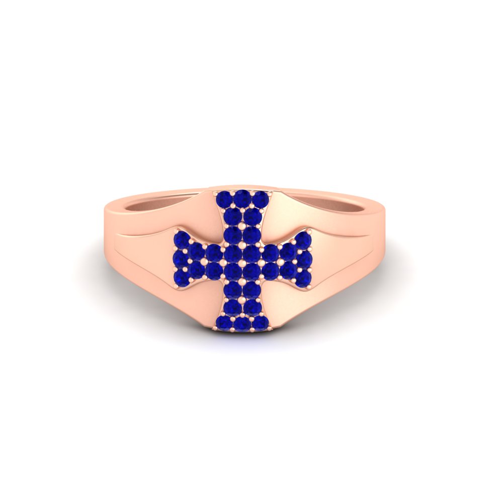 Mens Cross Gemstone Engagement Ring