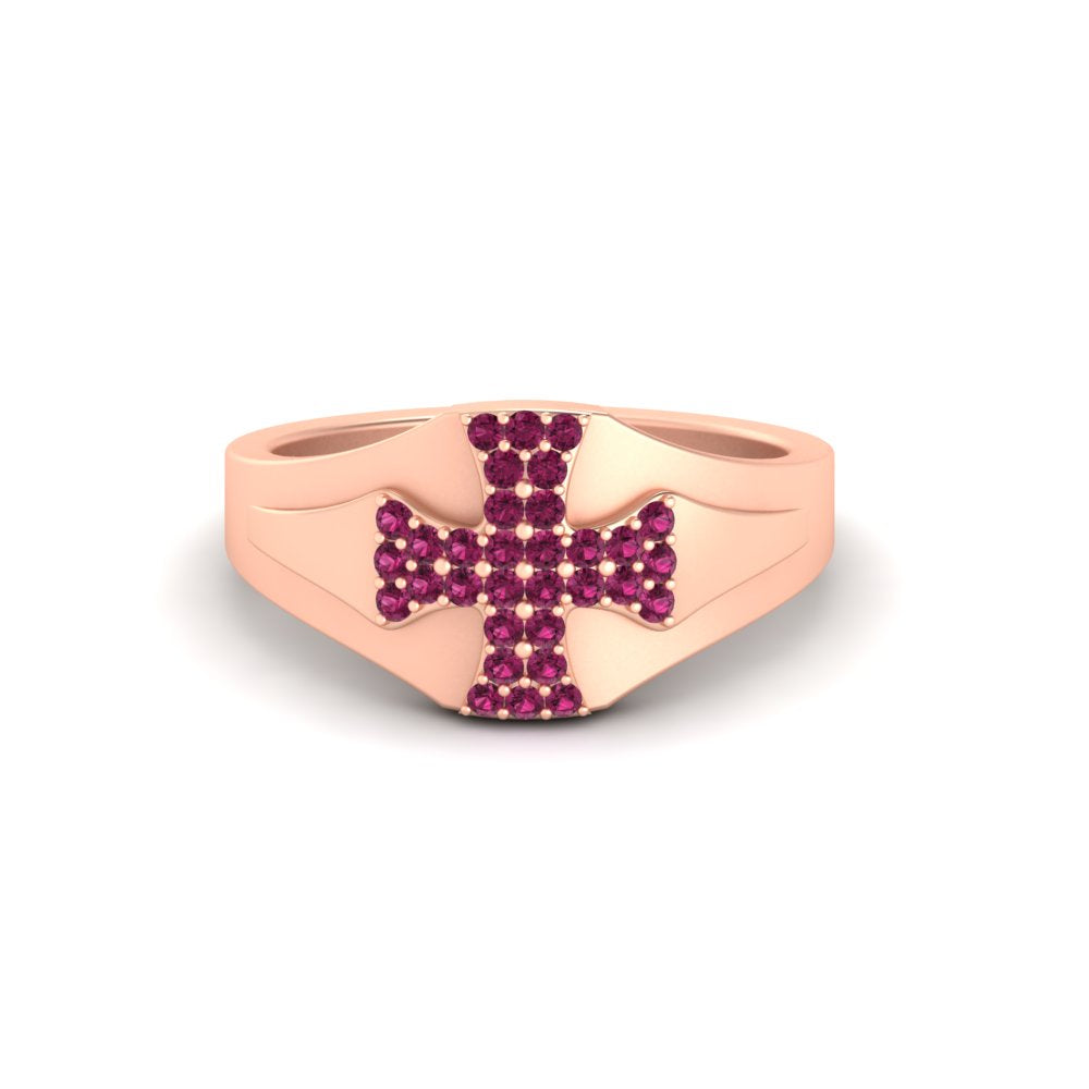 Mens Cross Gemstone Engagement Ring