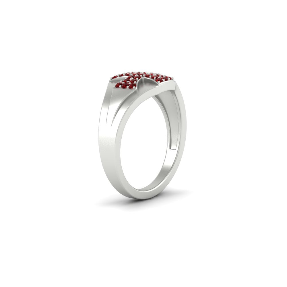 Mens Cross Gemstone Engagement Ring