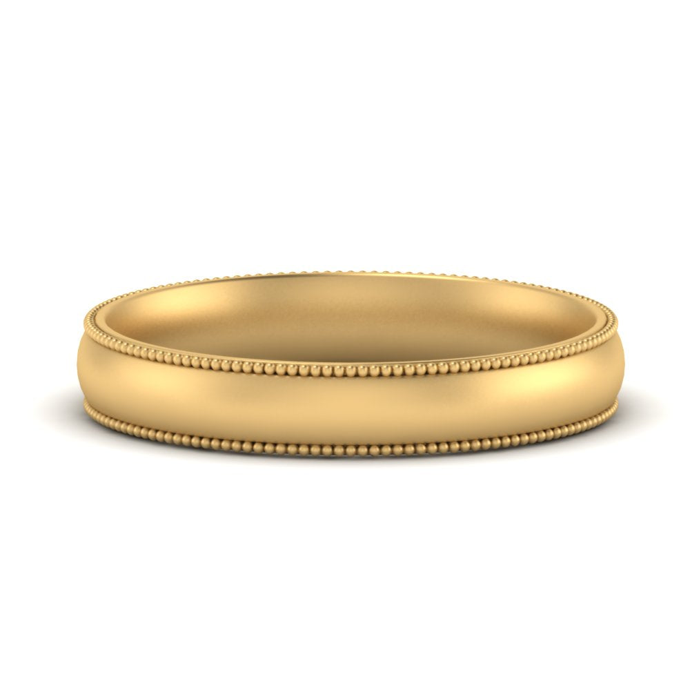 4 mm Milgrain Comfort Fit Mens Wedding Band