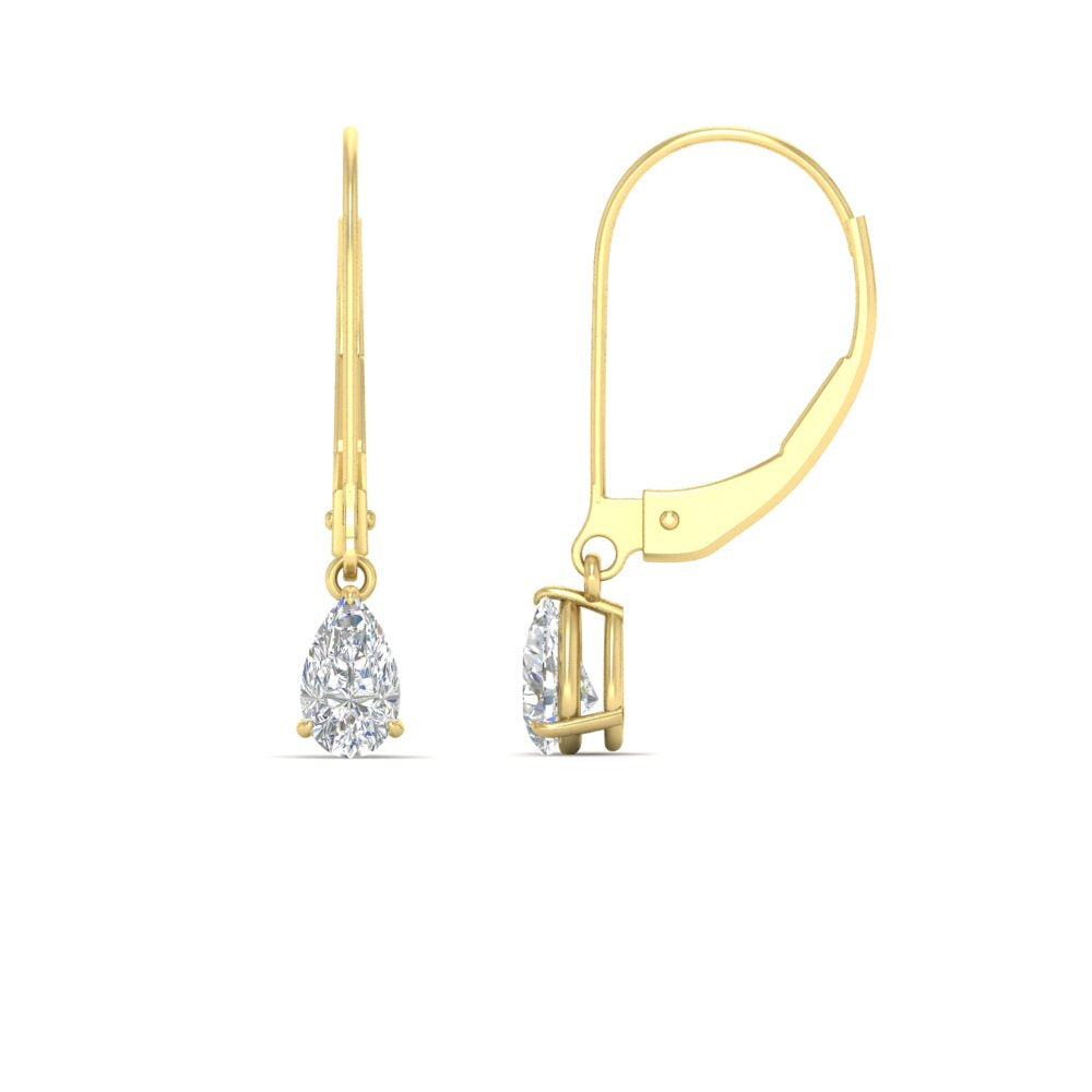 Minimalist Pear Drop Lever Back Earrings