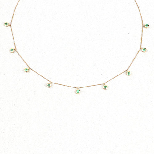 0.90 Carat Genuine Zambian Emerald 10K Yellow Gold Necklace