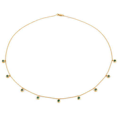0.90 Carat Genuine Zambian Emerald 10K Yellow Gold Necklace