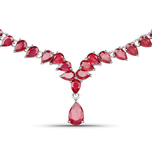 41.63 Carat Genuine Glass Filled Ruby .925 Sterling Silver Necklace