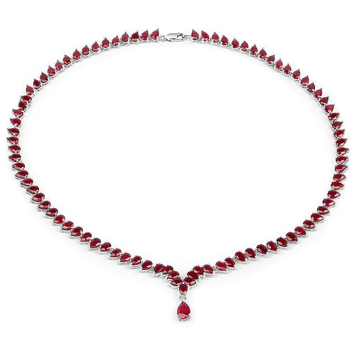 41.63 Carat Genuine Glass Filled Ruby .925 Sterling Silver Necklace