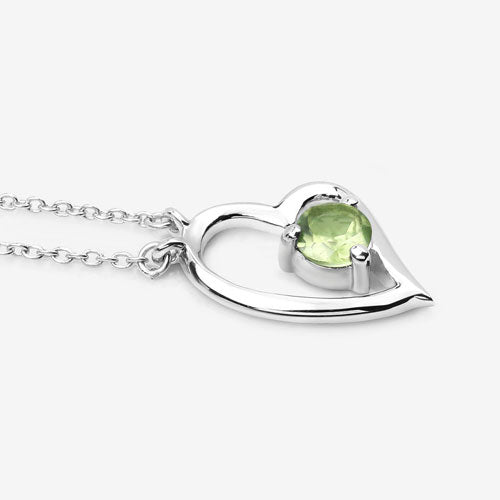0.51 Carat Genuine Peridot .925 Sterling Silver Necklace