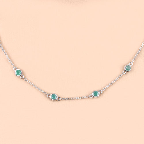 1.80 Carat Genuine Emerald .925 Sterling Silver Necklace
