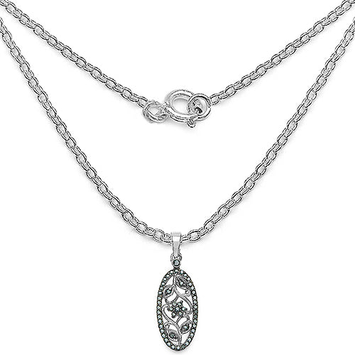 0.27 Carat Genuine Blue Diamond .925 Sterling Silver Pandent