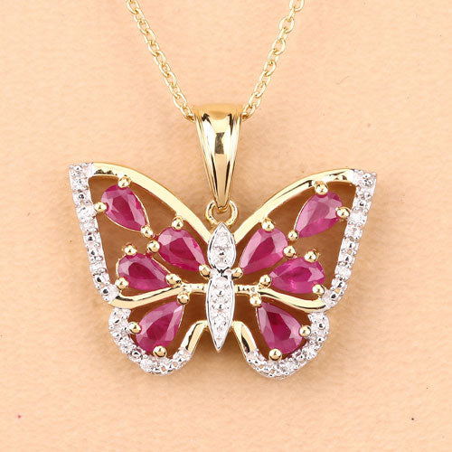 2.07 Carat Genuine Ruby and White Zircon .925 Sterling Silver Pendant