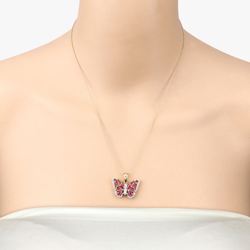 2.07 Carat Genuine Ruby and White Zircon .925 Sterling Silver Pendant