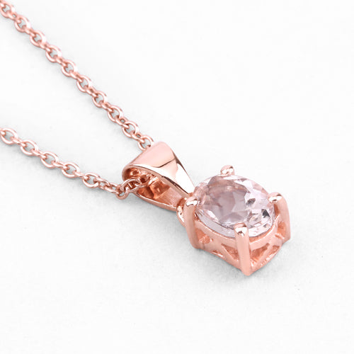 18K Rose Gold Plated 0.70 Carat Genuine Morganite .925 Sterling Silver Pendant