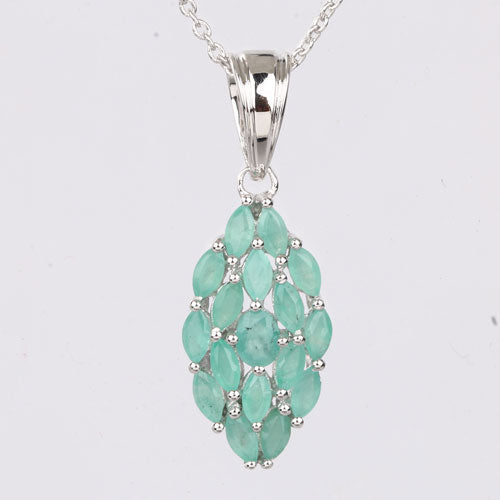 1.26 Carat Genuine Emerald .925 Sterling Silver Pendant